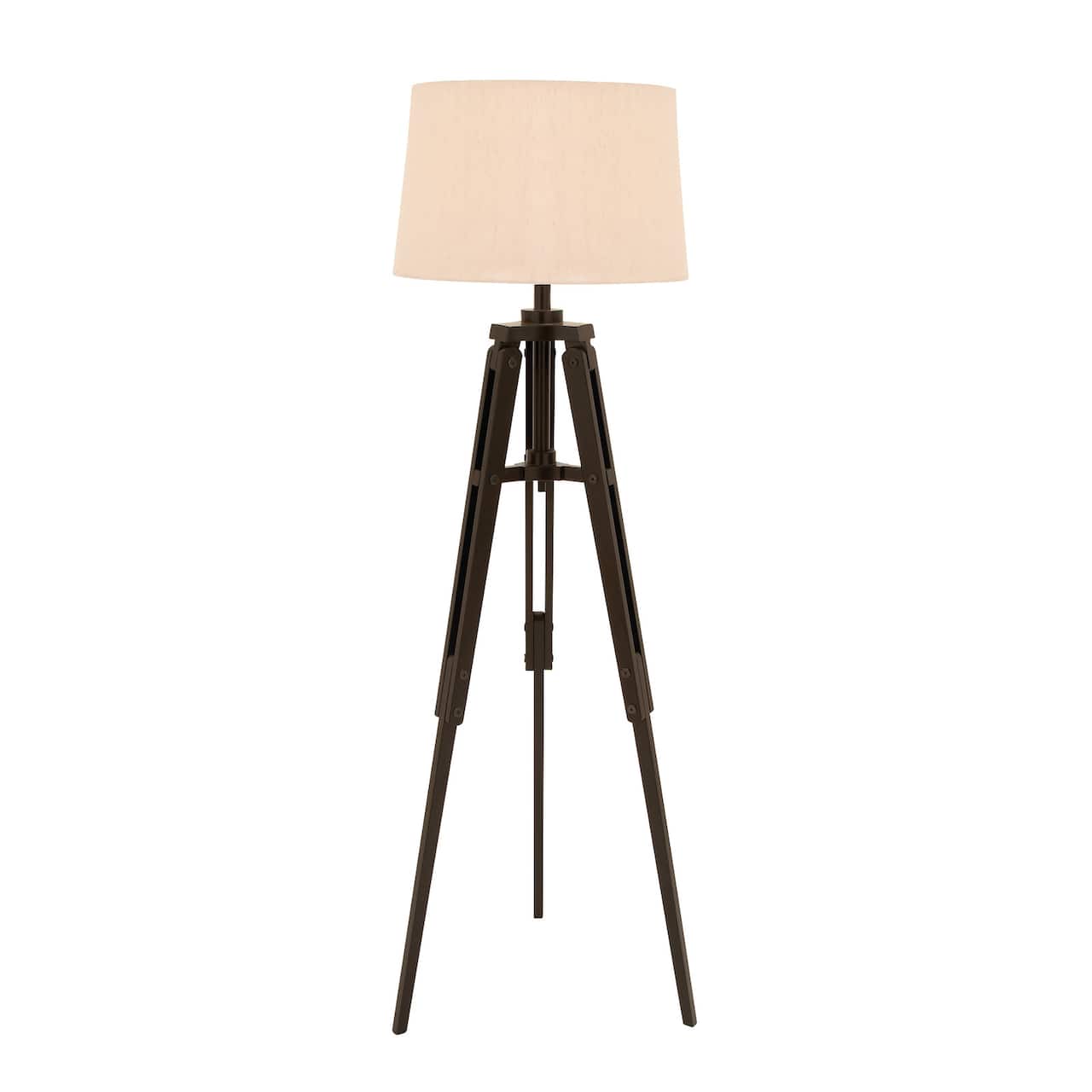 Black Wood Industrial Floor Lamp, 62" x 21" x 21"